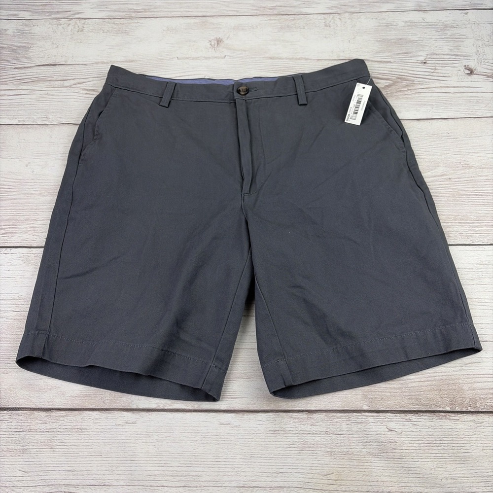 New Amazon Essentials Men's 32 Classic Shorts Charcoal Chino Flat Front